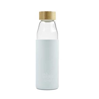 Irisana Botella Borosilicato Bbo Funda Silicona Azul Tapon Bambu 500 ml