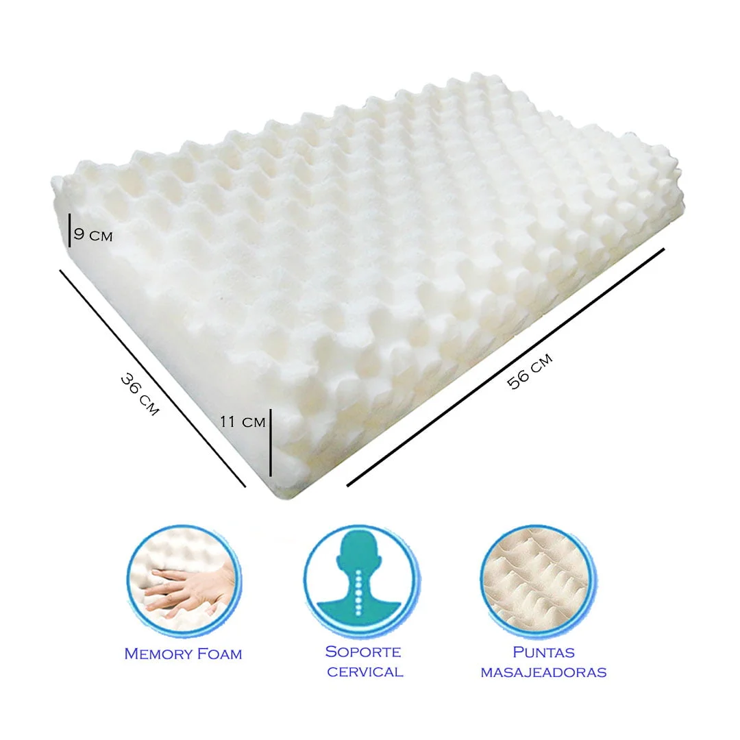 Almohada viscoelástica Memory Foam forma Cervical Puntas Masajeadoras - Imagen 3