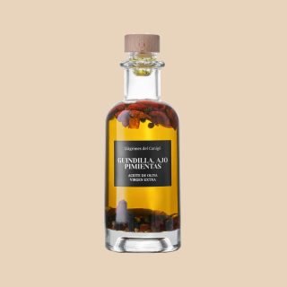 Aceite oliva virgen extra infusionado con guindilla, ajo y pimientas – Llàgrimes del Canigó